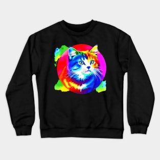 Colorful Rainbow Cats Digital Portrait (MD23Ar007b) Crewneck Sweatshirt